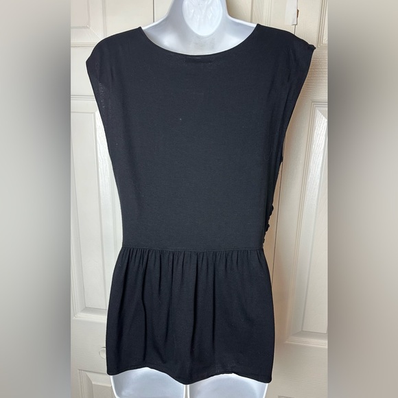 Anthro LEIFNOTES Draper Peplum VNeck Tank Top Blouse Shirt Jersey Knit Black - Picture 6 of 10